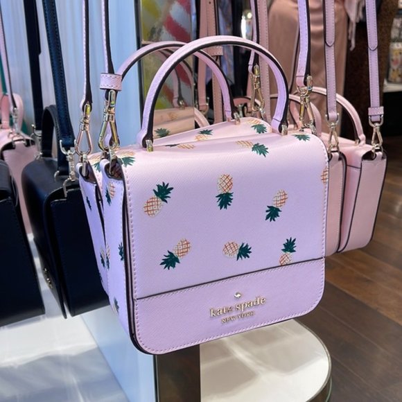 Kate Spade Staci Square Pineapple Crossbody Pink Multi - Picture 3 of 16